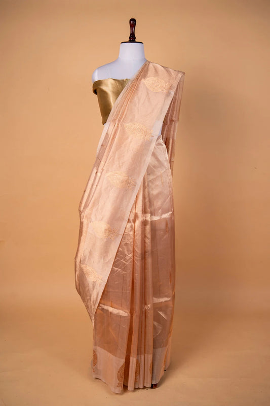 Beige Handloom Tissue Silk Saree