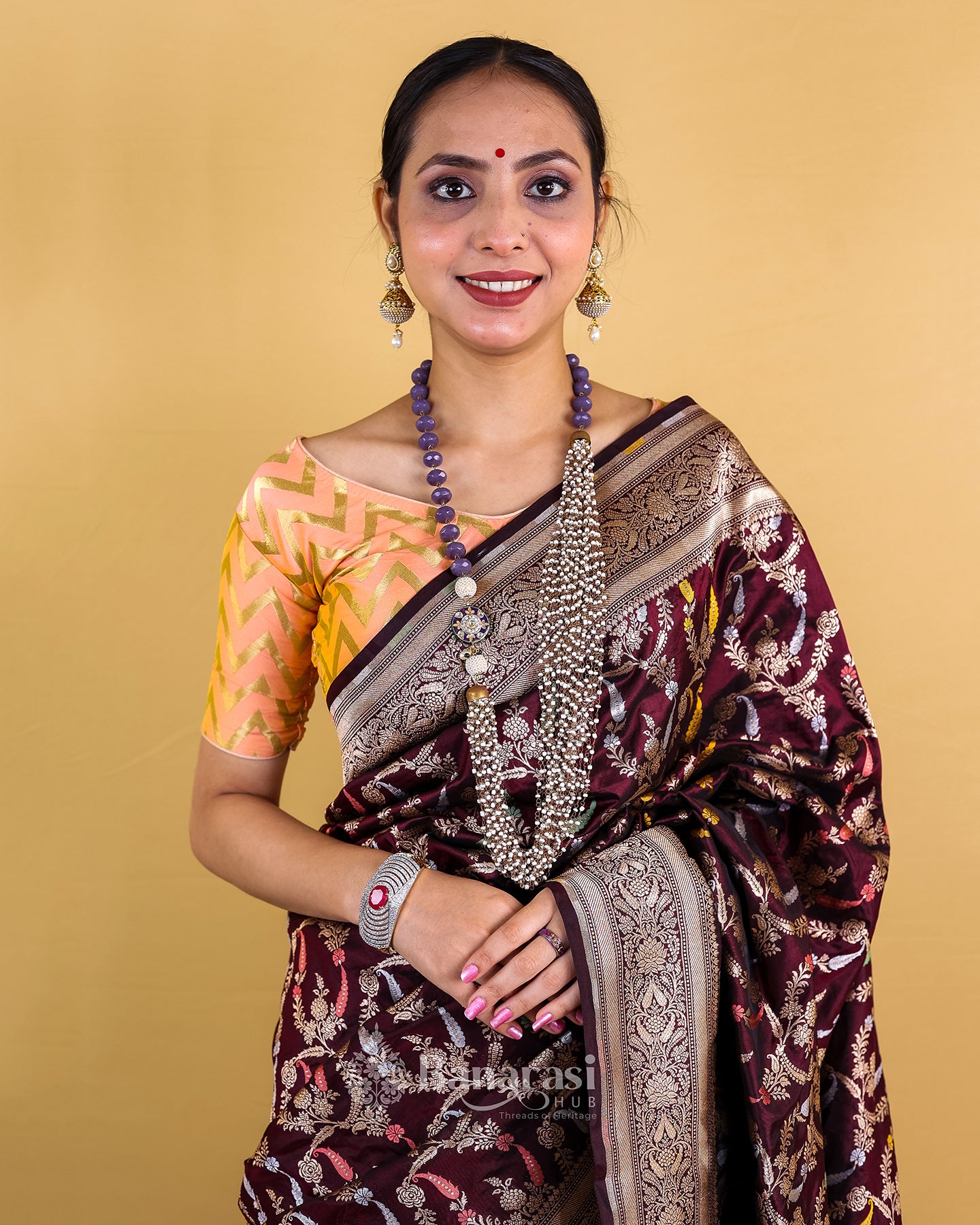 Coffee Brown Handwoven Katan Banarasi Silk Saree