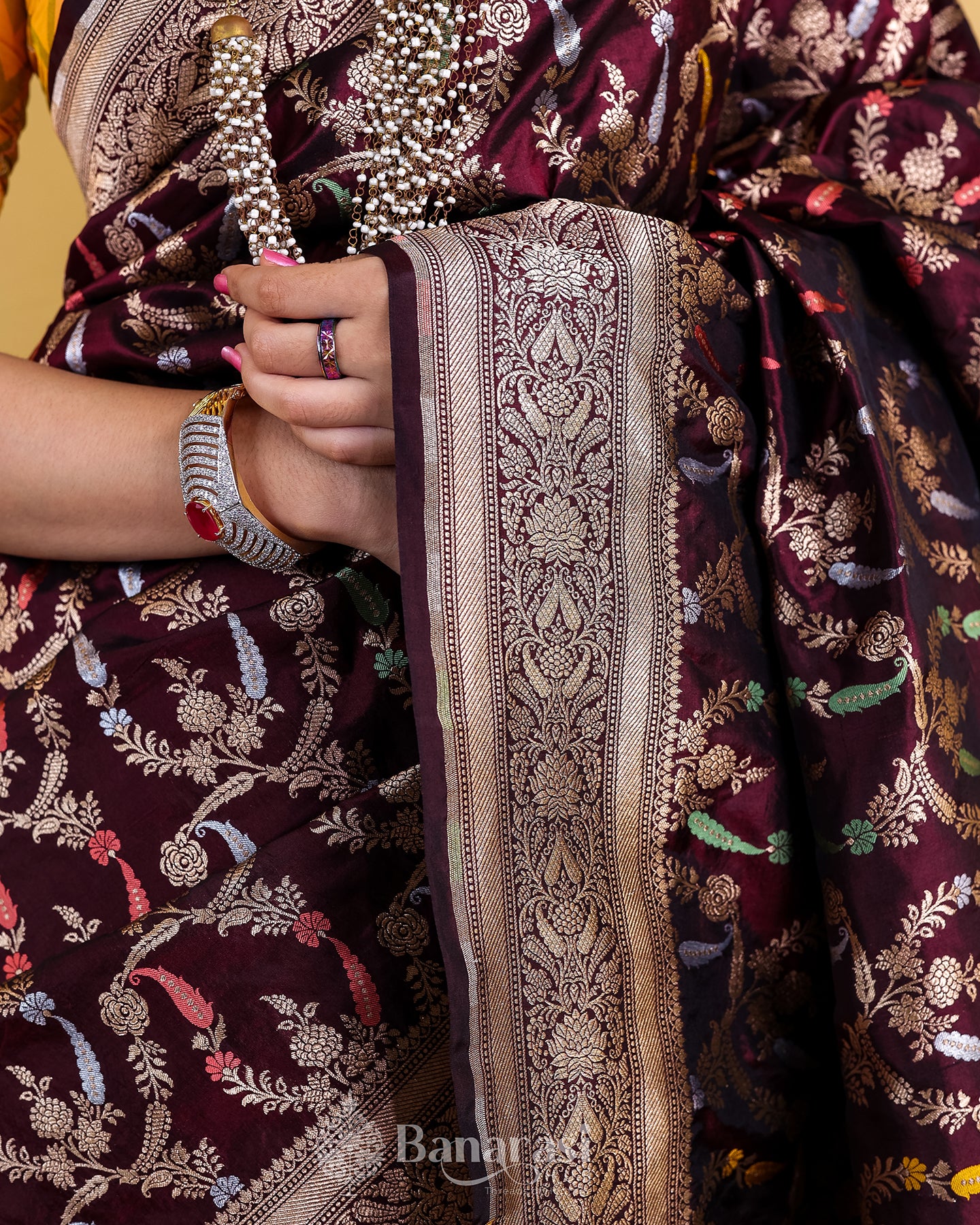 Coffee Brown Handwoven Katan Banarasi Silk Saree