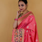 Peach Kadhua Katan Banarasi Silk Saree