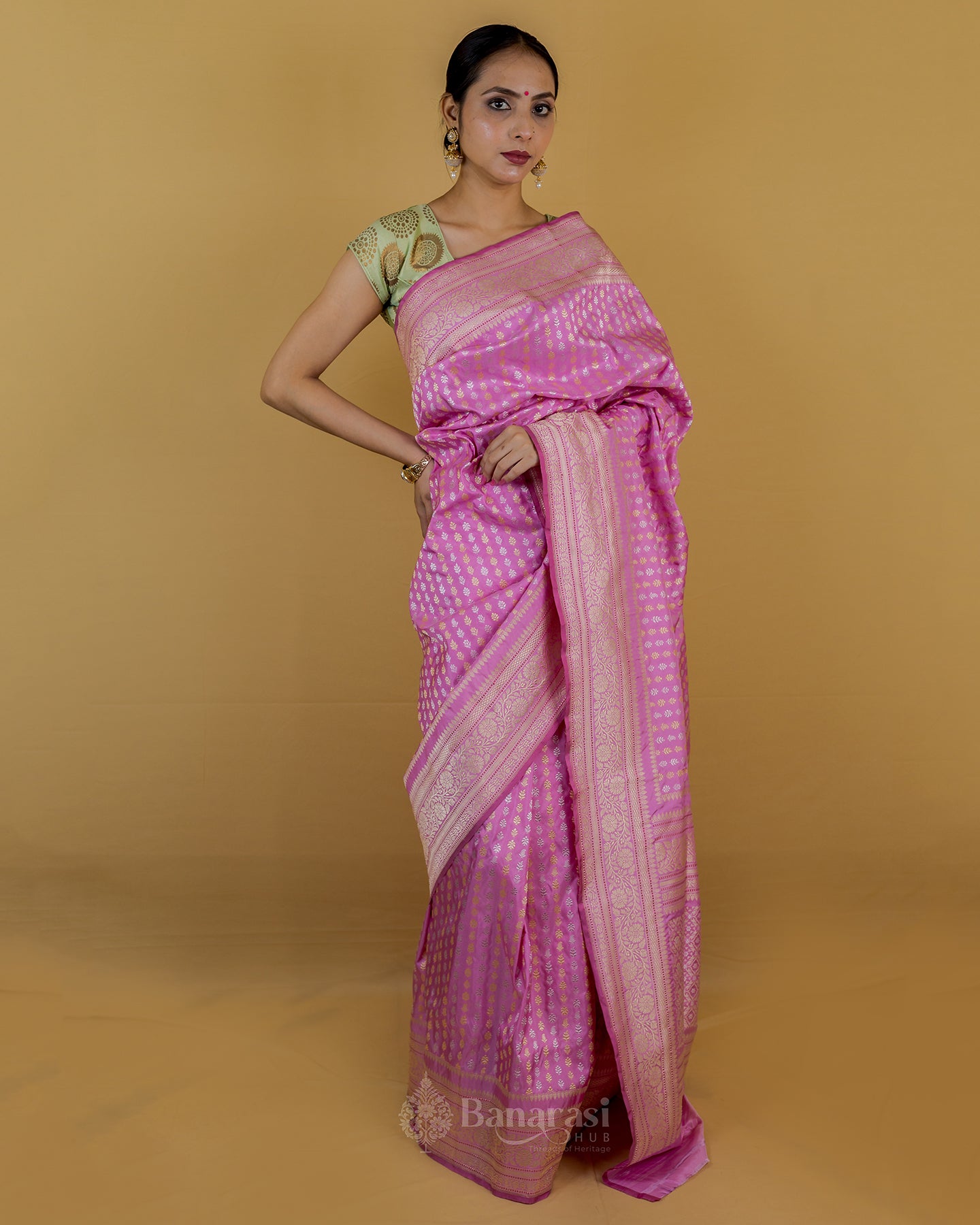 Pink Sona Rupa Katan Banarasi Silk Saree