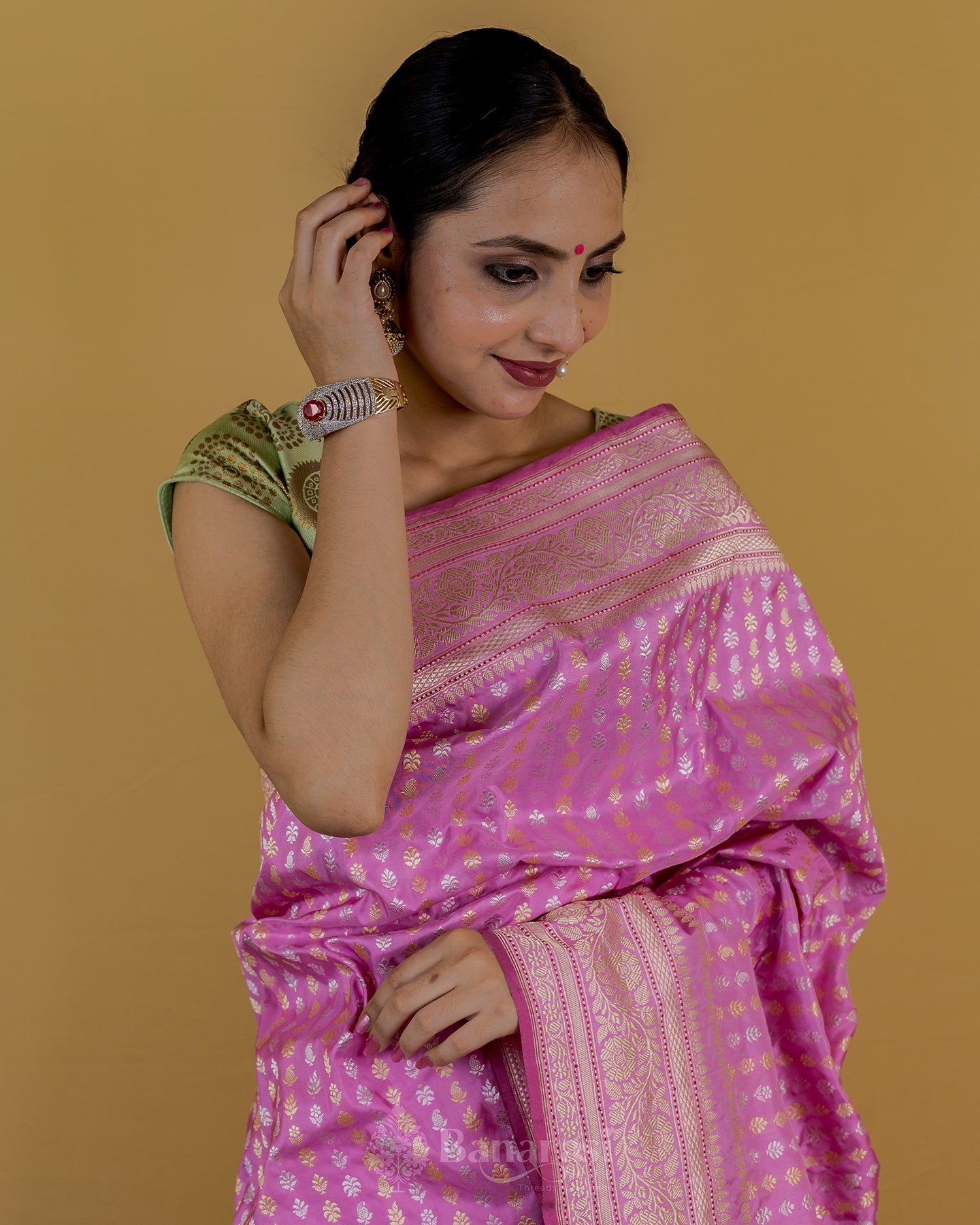 Pink Sona Rupa Katan Banarasi Silk Saree