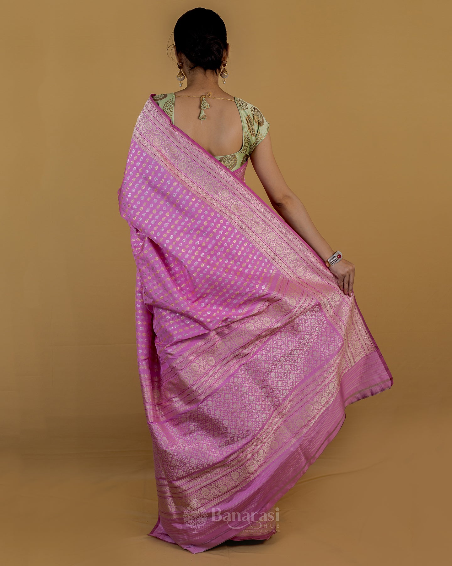 Pink Sona Rupa Katan Banarasi Silk Saree