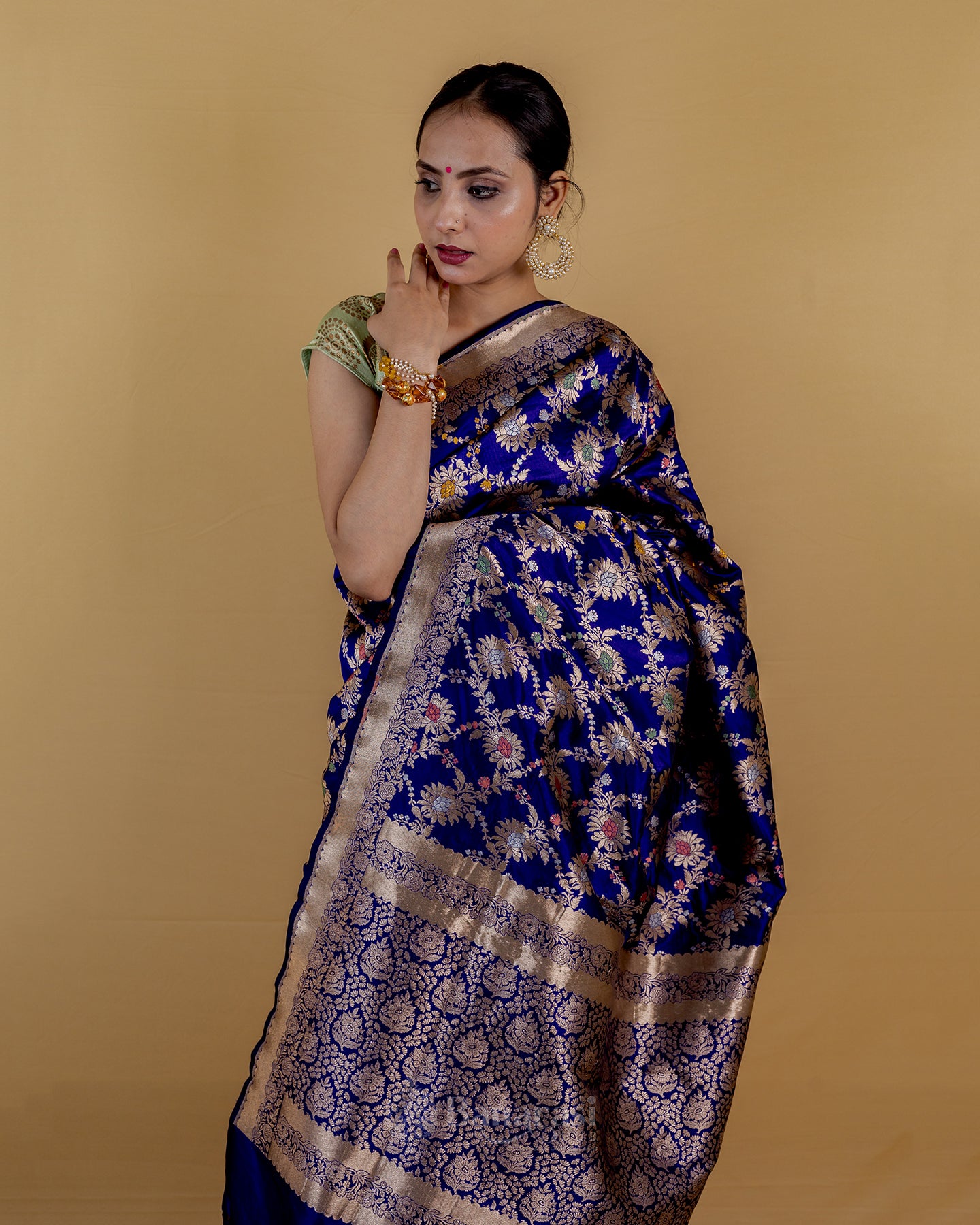 Royal Blue Meenedar Katan Banarasi Silk Saree