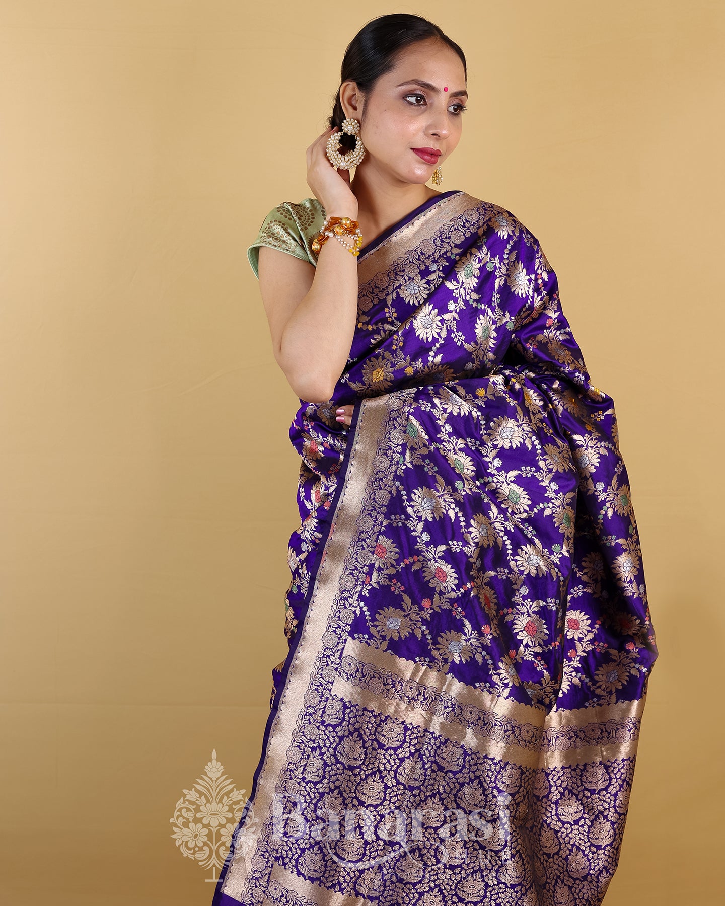 Royal Blue Meenedar Katan Banarasi Silk Saree