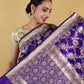 Royal Blue Meenedar Katan Banarasi Silk Saree