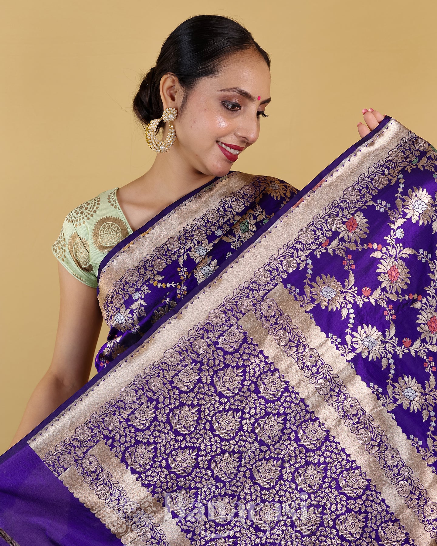 Royal Blue Meenedar Katan Banarasi Silk Saree