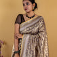 Metallic Grey Woven Tissue Banarasi Silk Saree