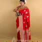 Cherry Red Sona Rupa Kadhua Katan Banarasi Silk Saree