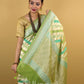 Pista Green Rangkat Khaddi Banarasi Georgette Silk Saree