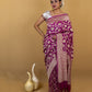 Purple Floral Handwoven Khaddi Banarasi Georgette Silk Saree