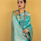 Firozi Blue Meenedar Upada Katan Banarasi Silk Saree