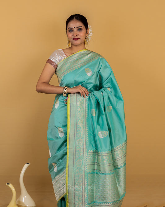 Teal Green Rupa Sona Kadhua Katan Banarasi Silk Saree