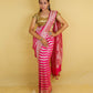 Hot Pink Handwoven Khaddi Banarasi Georgette Silk Saree