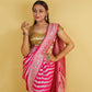 Hot Pink Handwoven Khaddi Banarasi Georgette Silk Saree