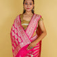 Hot Pink Handwoven Khaddi Banarasi Georgette Silk Saree