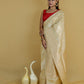 Beige Silver Gold Zari Katan Banarasi Silk Saree