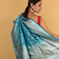 Ocean Blue Uppada Katan Banarasi Silk Saree