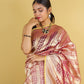 Golden Metallic Purple Tissue Banarasi Silk Saree