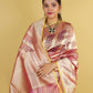 Golden Metallic Purple Tissue Banarasi Silk Saree