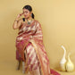 Golden Metallic Purple Tissue Banarasi Silk Saree