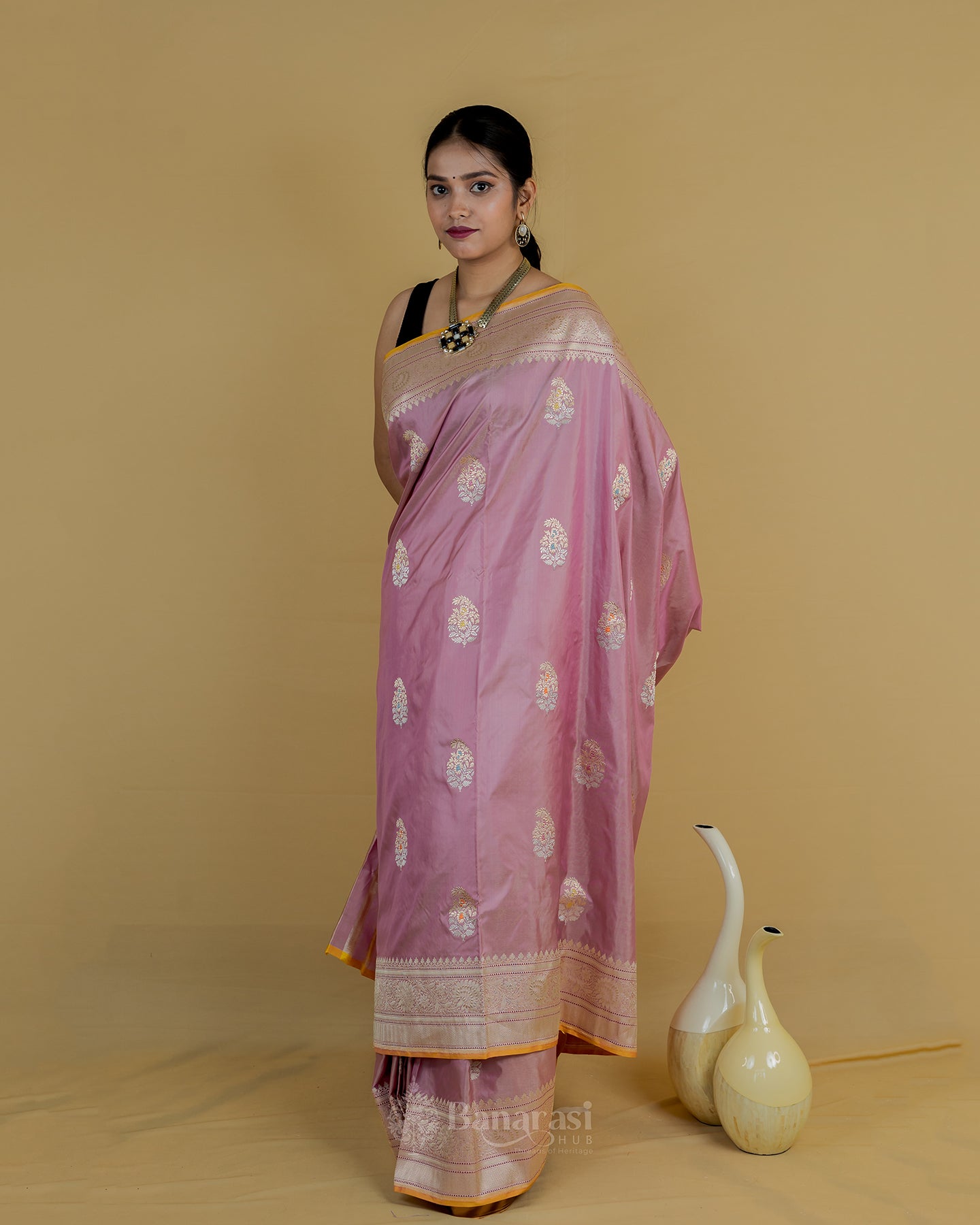 Pastel Pink Sona Rupa Kadhwa Katan Banarasi Silk Saree