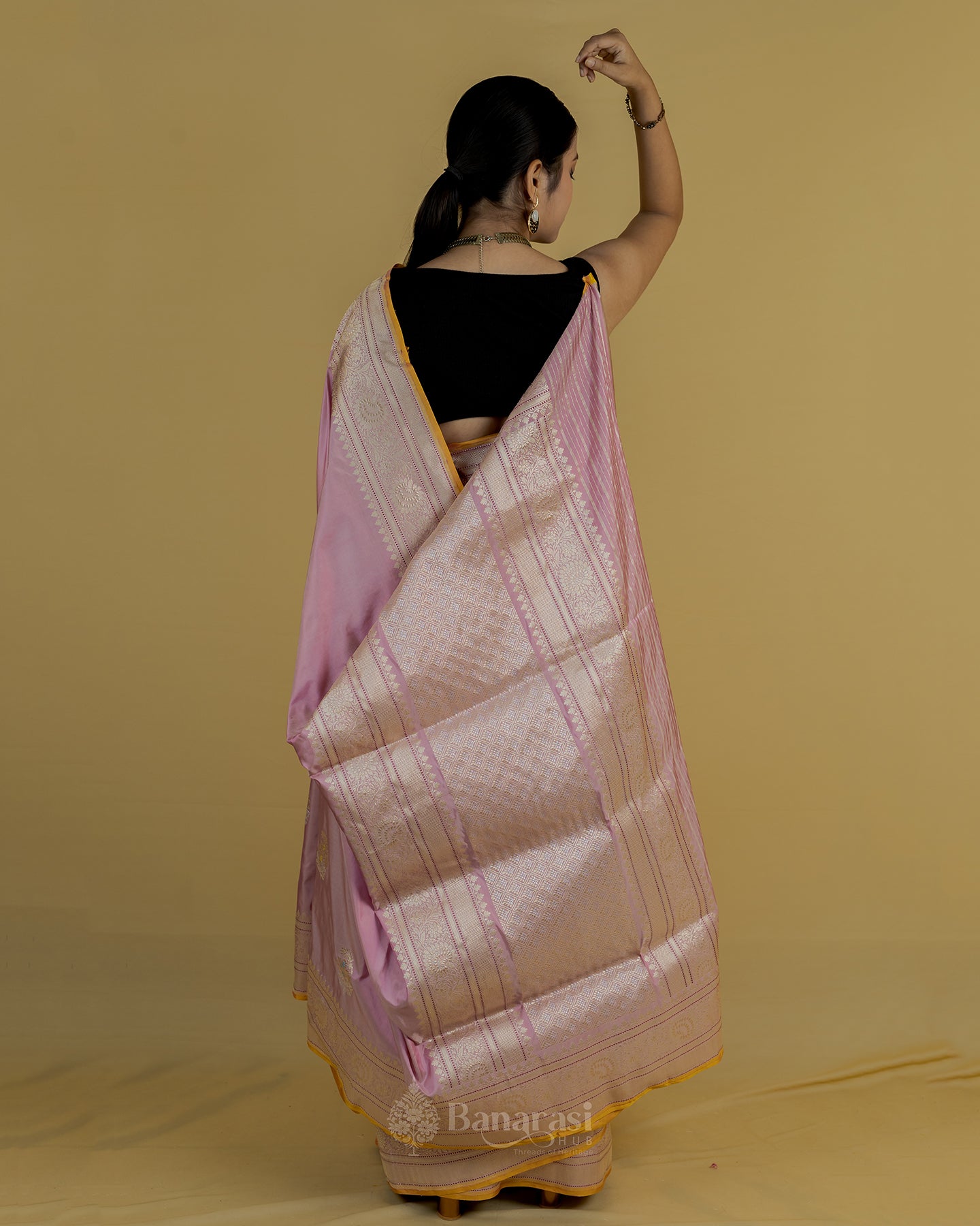 Pastel Pink Sona Rupa Kadhwa Katan Banarasi Silk Saree