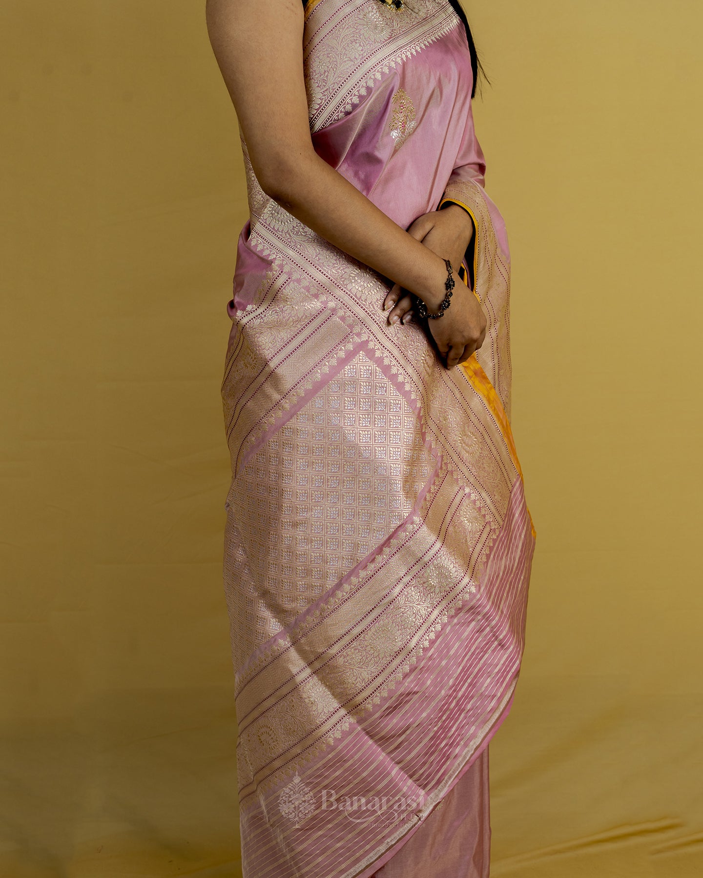 Pastel Pink Sona Rupa Kadhwa Katan Banarasi Silk Saree