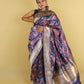 Grey Multi Jamdani Floral Katan Banarasi Silk Saree