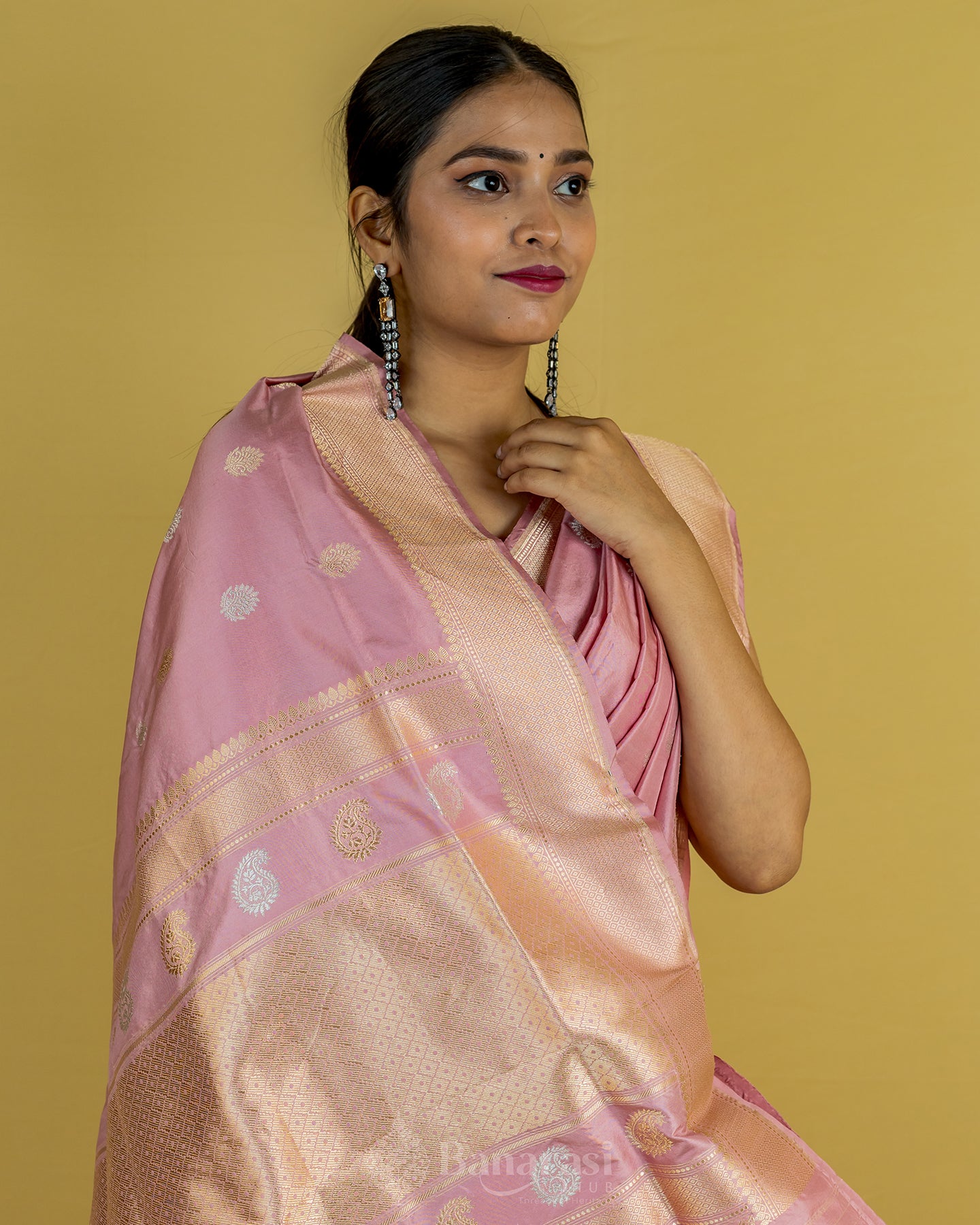 Lemonade Pink Kadhua Katan Banarasi Silk Saree