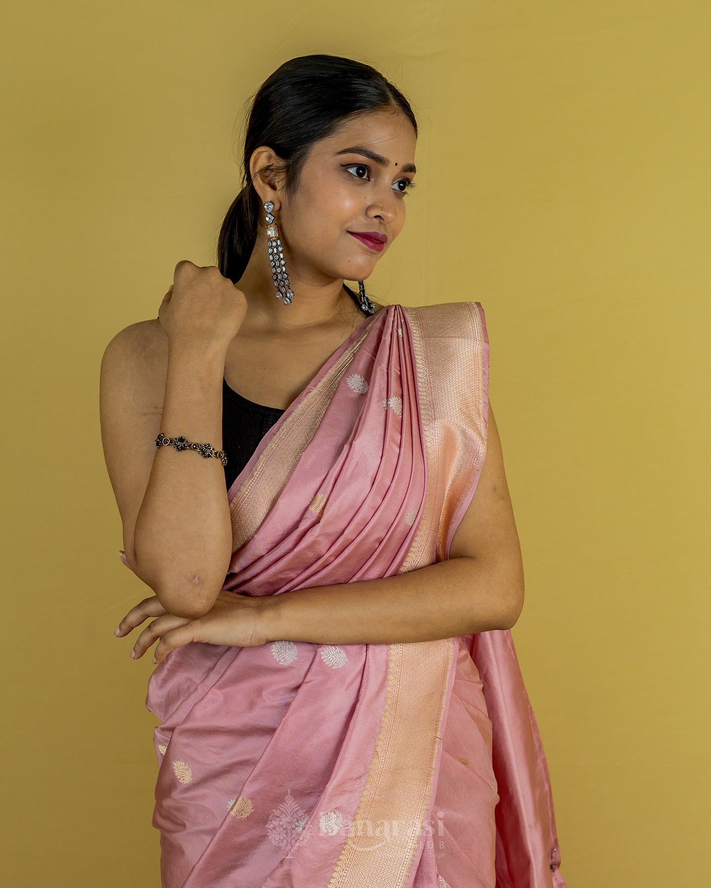 Lemonade Pink Kadhua Katan Banarasi Silk Saree