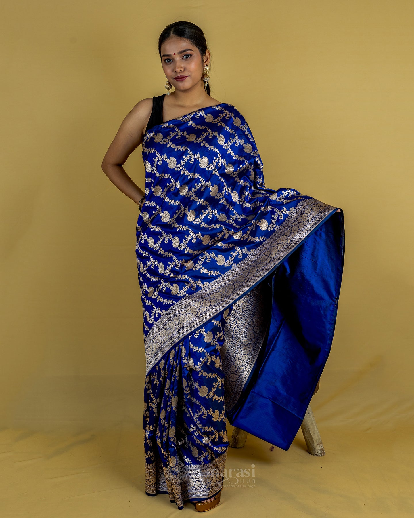 Royal Blue Katan Banarasi Silk Saree