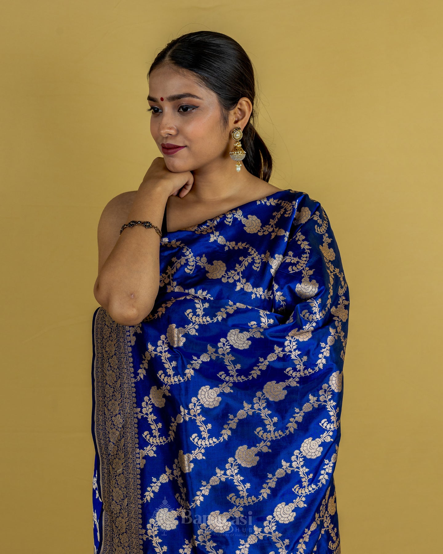 Royal Blue Katan Banarasi Silk Saree