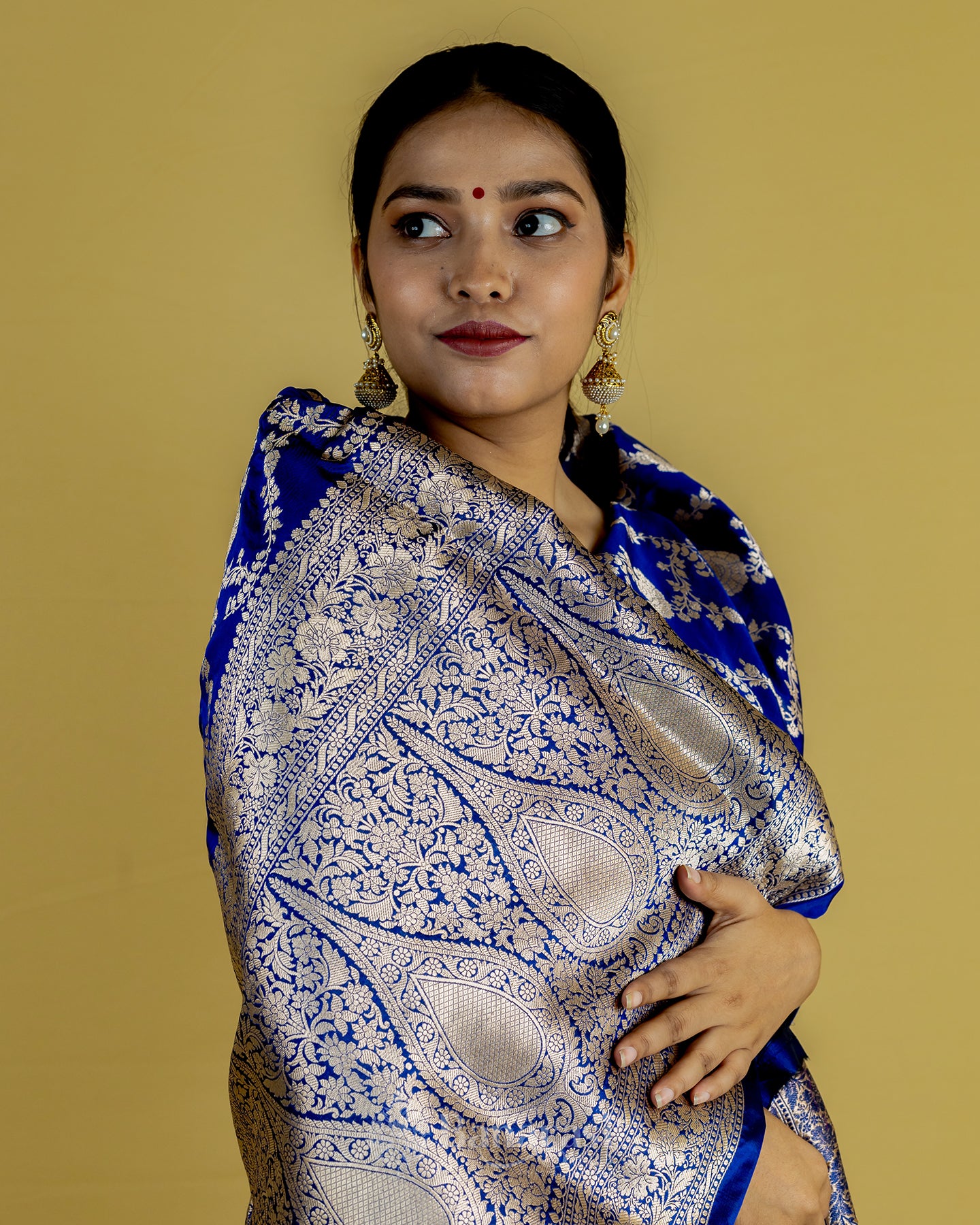 Royal Blue Katan Banarasi Silk Saree