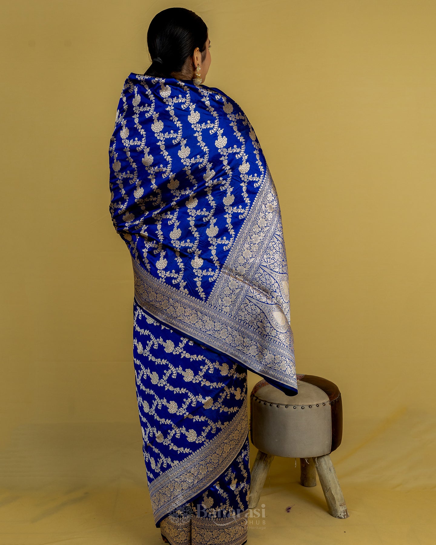 Royal Blue Katan Banarasi Silk Saree