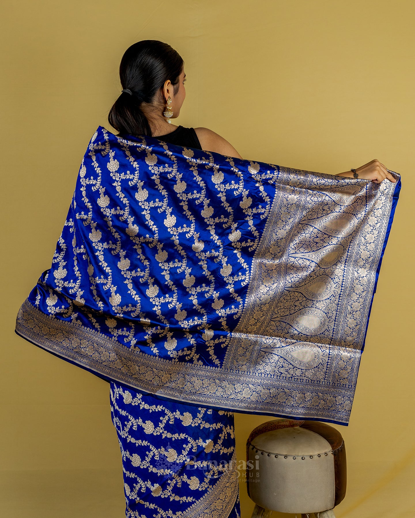 Royal Blue Katan Banarasi Silk Saree