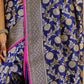 Ink Blue Floral Katan Banarasi Silk