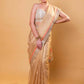Beige Embroidered Tissue Silk Saree With Embroidery Lace