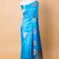 Electric Blue Bird Weaving Raw Mango Silk Saree