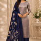 Royal Blue Applique Puna Silk Suit