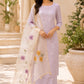Light Lavender Embroidered Kota Check Suit