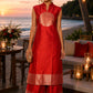 Rich Red Katan Silk Weaving Co-ords