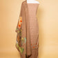 Brown Matka Linen Embroidered Suit