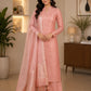 Peach Sona Rupa Weaving Puna Silk Suit