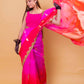 Pink & Peach Shaded Kadhua Organza Silk Saree With Embellished Border