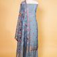 Powder Blue Embroidered Mul Cotton Suit