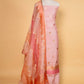 Peach Handwoven Chiniya Silk Suit