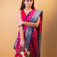 Pink & Blue Polka Dot Munga Khaddi Georgette Silk Saree