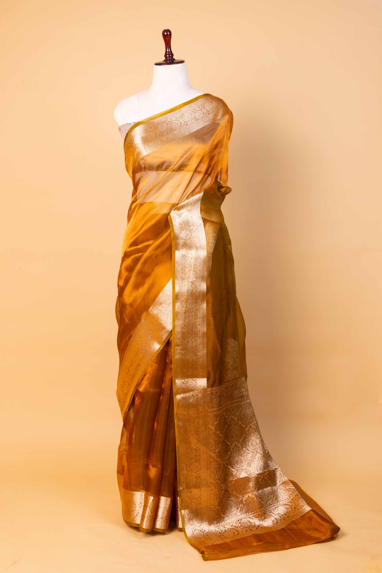 Mustard Pure Soft Tissue Silk Saree