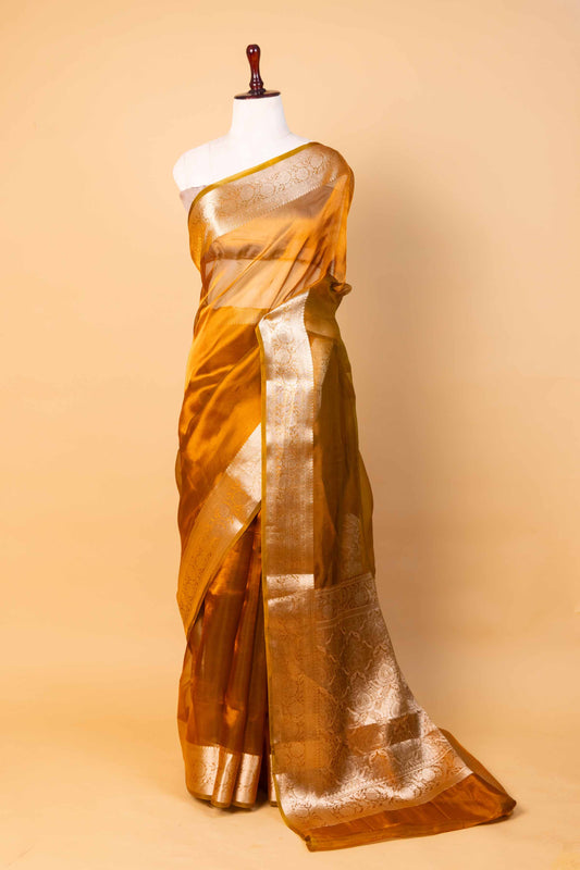 Mustard Pure Soft Tissue Silk Saree